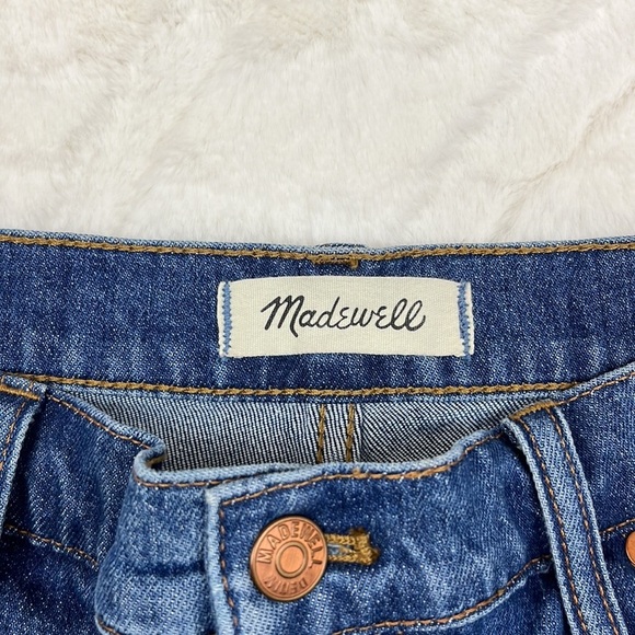 Madewell High Rise Denim Shorts Distressed Cut off style Size 32 Medium Wash - Picture 6 of 12
